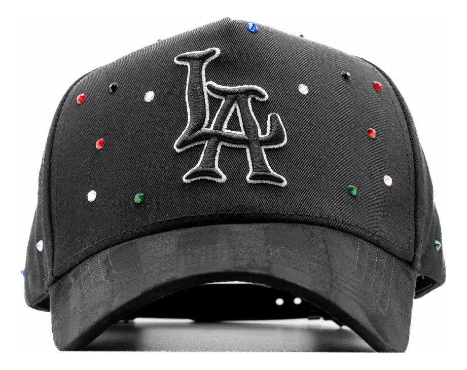 Major League Baseball - Los Angeles Dodgers. Black. Gorra Dandy Crystals Negro Ajustable Lisa Hats - Special Designed Baseball Cap with Integrated Chip Scanner. Special Edition Adjustable Brim Baseball Cap