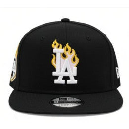 MLB Baseball Cap - New/Era Adjustable Cap - Los Angeles Dodgers Team Pink Flame Embroidery