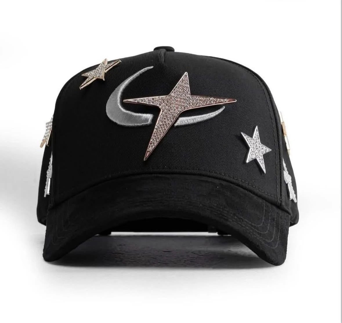 Cosmic Star - Dandy Hat with Star-shaped Stone Design. American Hip Hop Style, Versatile. New/Modern Special Design Baseball Cap with NFC Scanning Function - Adjustable Brim Special Edition Baseball Cap. Black