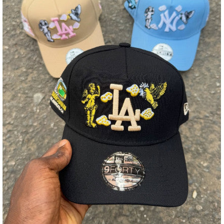 MLB New/Era American Baseball Black and Gold Embroidery Los Angeles Dodgers Angel Baseball Cap