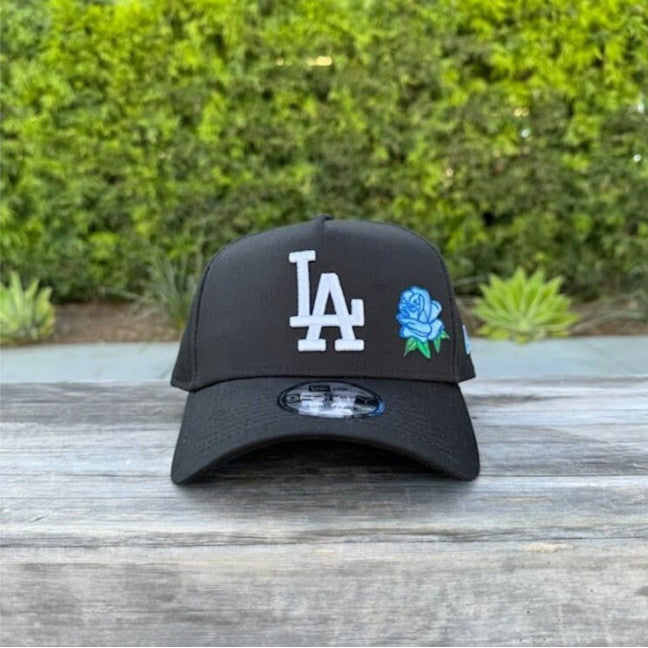 MLB Blue Rose Embroidered Baseball Cap - New/Era Adjustable Cap - Los Angeles Dodgers Team
