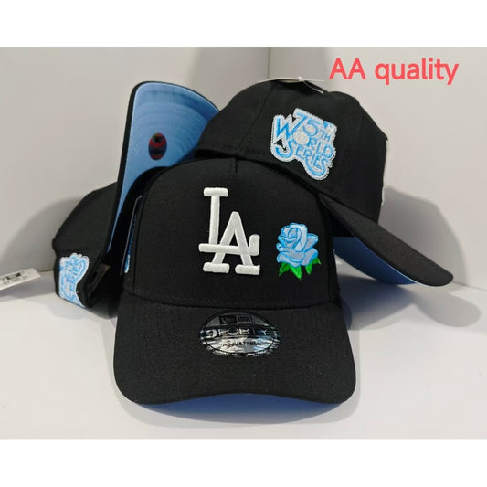 MLB Blue Rose Embroidered Baseball Cap - New/Era Adjustable Cap - Los Angeles Dodgers Team