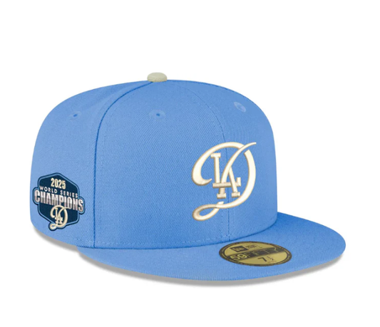 MLB Los Angeles Dodgers Team - Light Blue Flat Brimmed Cap - American Hip-hop Casual Multi-purpose Baseball Cap - New/Era - Embroidered Design