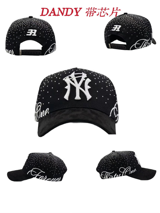 Major League Baseball in the United States - New York Yankees - Dandy - With diamond embroidery design - Black - Special designed baseball cap - Integrated chip scanning cap - Special edition adjustable brim baseball cap