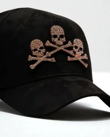 Balbas Gaucho Hat Collection - Skull Style - Black Series - Trendy Style - Features black diamond embroidery pattern. Black style. Special designed baseball cap. Built-in scanning chip to scan the hat. Limited edition adjustable brim baseball cap. Br