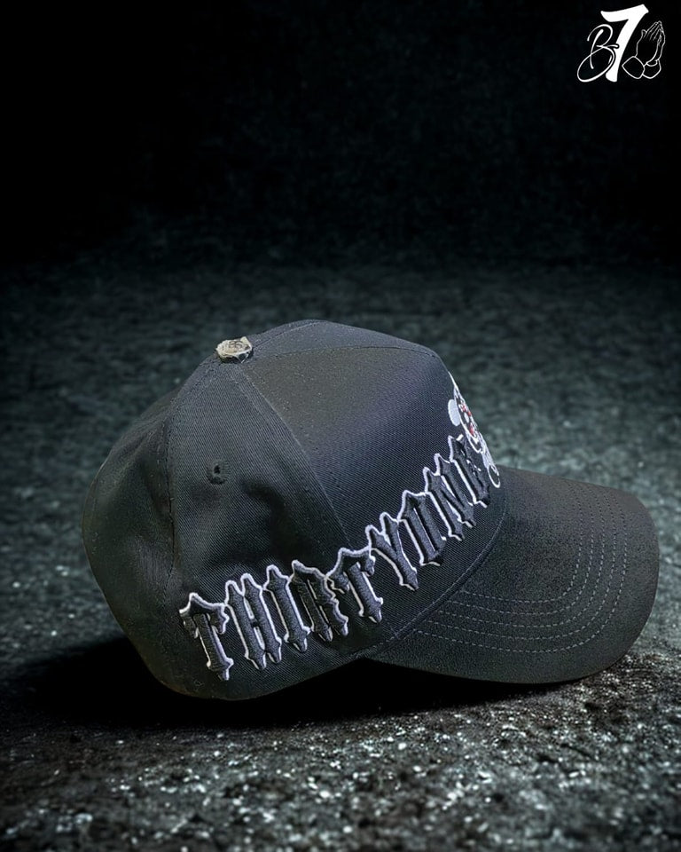 Dandy - with Patterned Embroidery Design. Black - Special Designed Baseball Cap. Integrated Chip Scanning Cap. Special Edition Adjustable Brim Baseball Cap