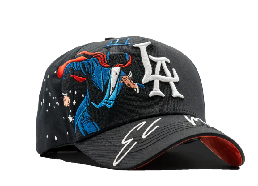 Major League Baseball of The United States - Los Angeles Dodgers - Dandy - "The Magician" Hats - Black - A Specially Designed Hat with Worn-out Style and Integrated NFC Scanning Function - Special Edition Adjustable Brim Baseball Cap