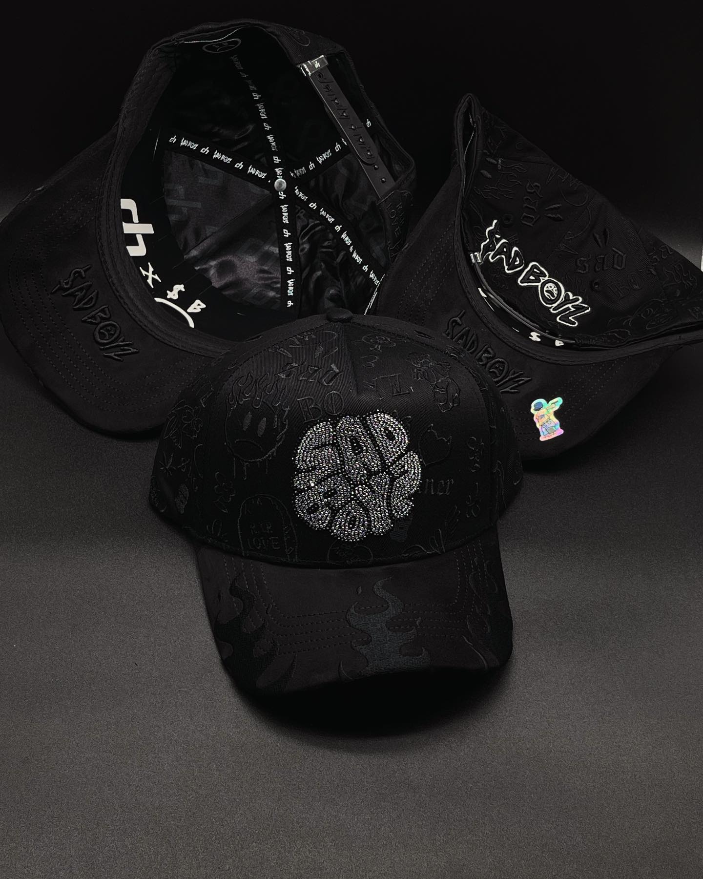Dandy X Junior H "Ad Boyz" Hats - Black - A Specially Designed Hat with Worn-out Style. A Hat with Integrated NFC Scanning Function. A Special Adjustable Brim Baseball Cap