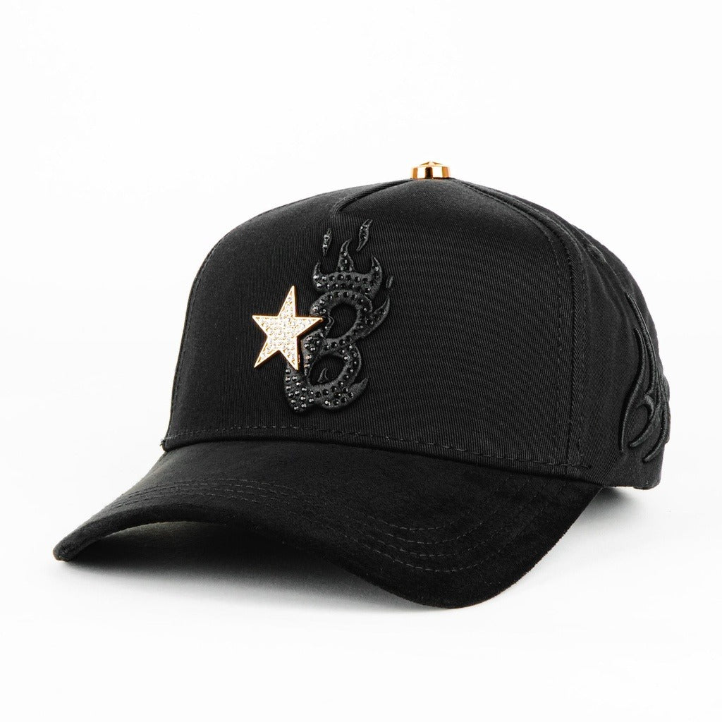 Glarababas Hat - Black Series Dandy - Features Black Diamond Embroidery Design. Black Style. Special Designed Baseball Cap. Built-in Chip for Scanning The Cap. Special Edition Adjustable Brim Baseball Cap. Brimmed Baseball Cap