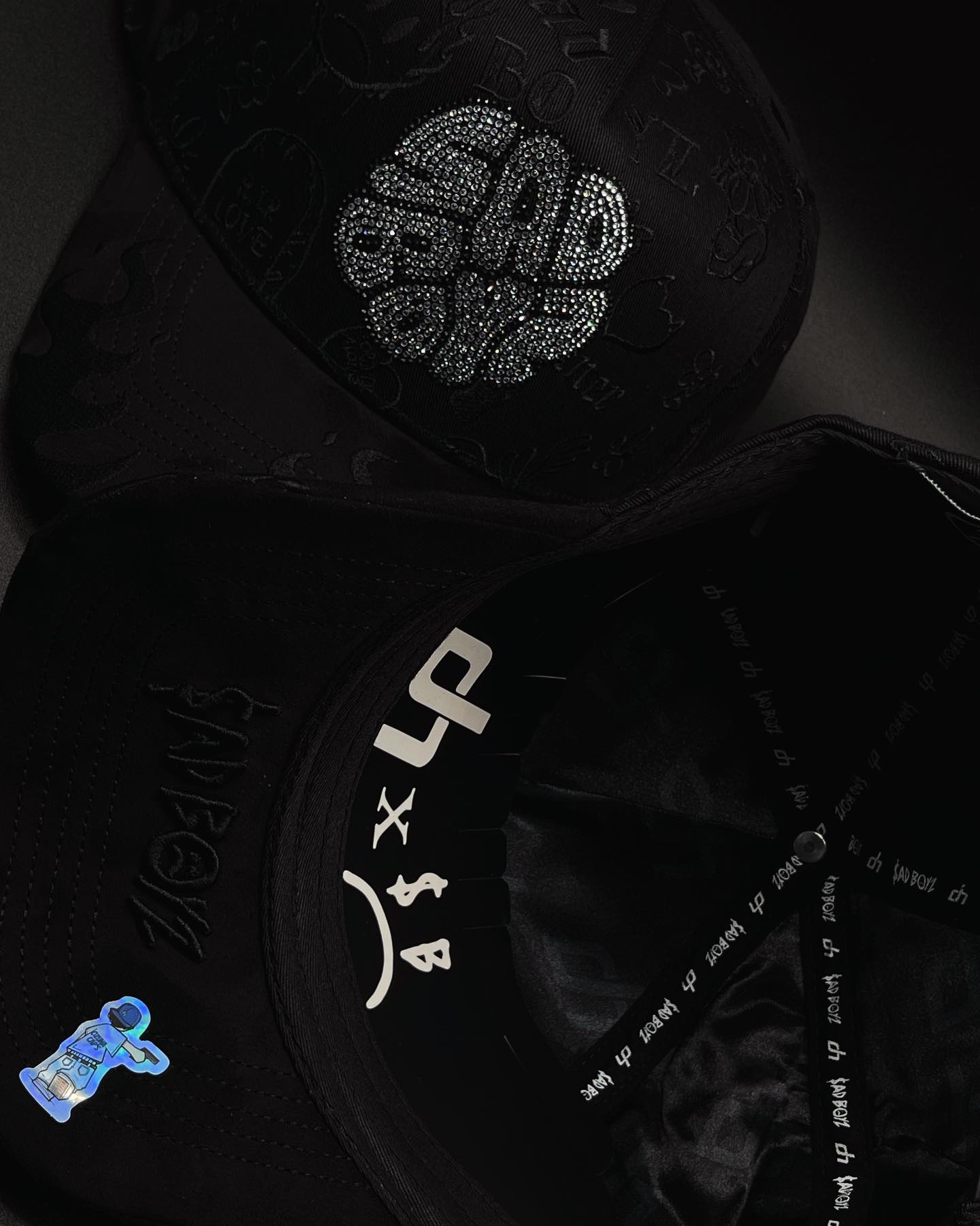Dandy X Junior H "Ad Boyz" Hats - Black - A Specially Designed Hat with Worn-out Style. A Hat with Integrated NFC Scanning Function. A Special Adjustable Brim Baseball Cap