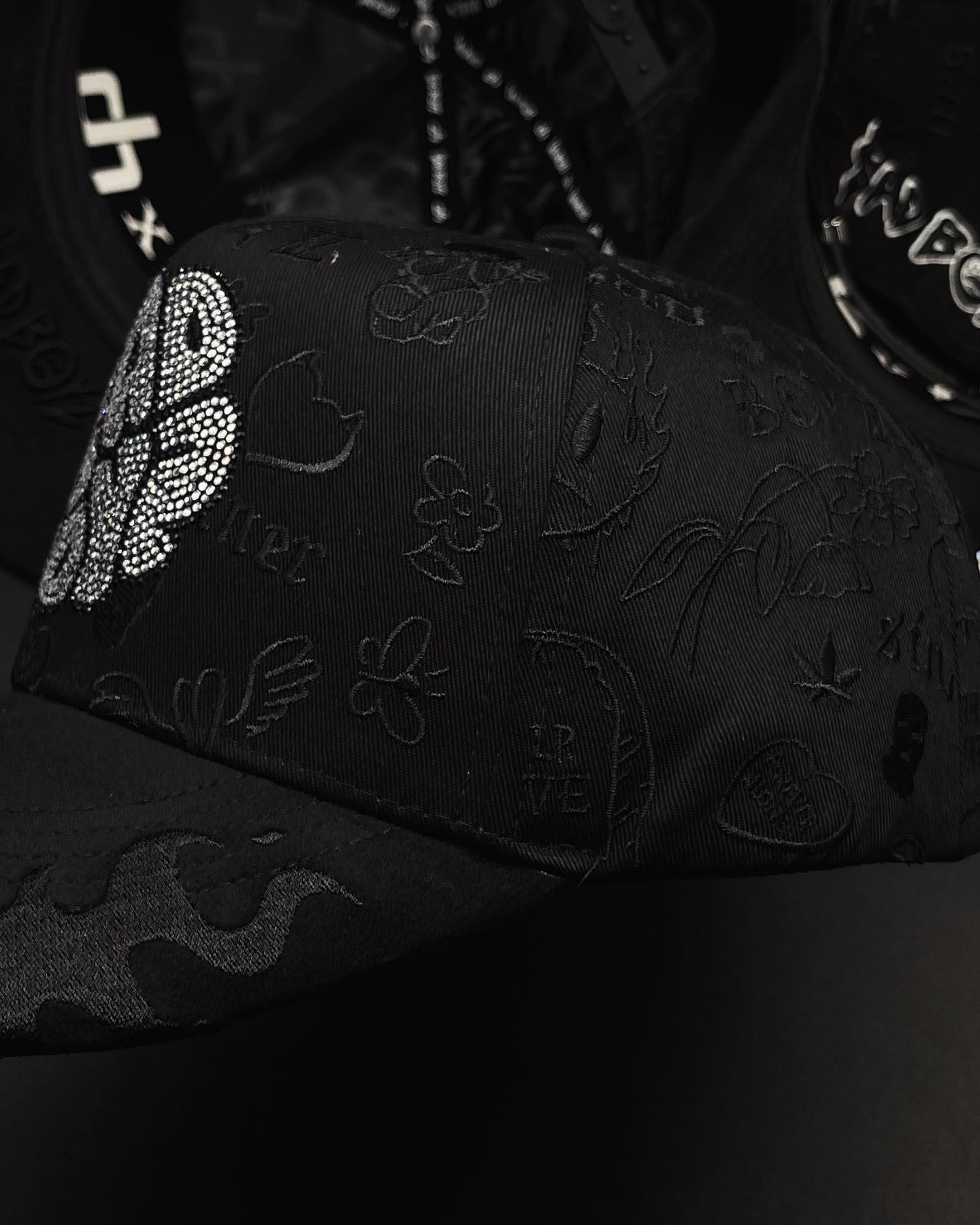 Dandy X Junior H "Ad Boyz" Hats - Black - A Specially Designed Hat with Worn-out Style. A Hat with Integrated NFC Scanning Function. A Special Adjustable Brim Baseball Cap