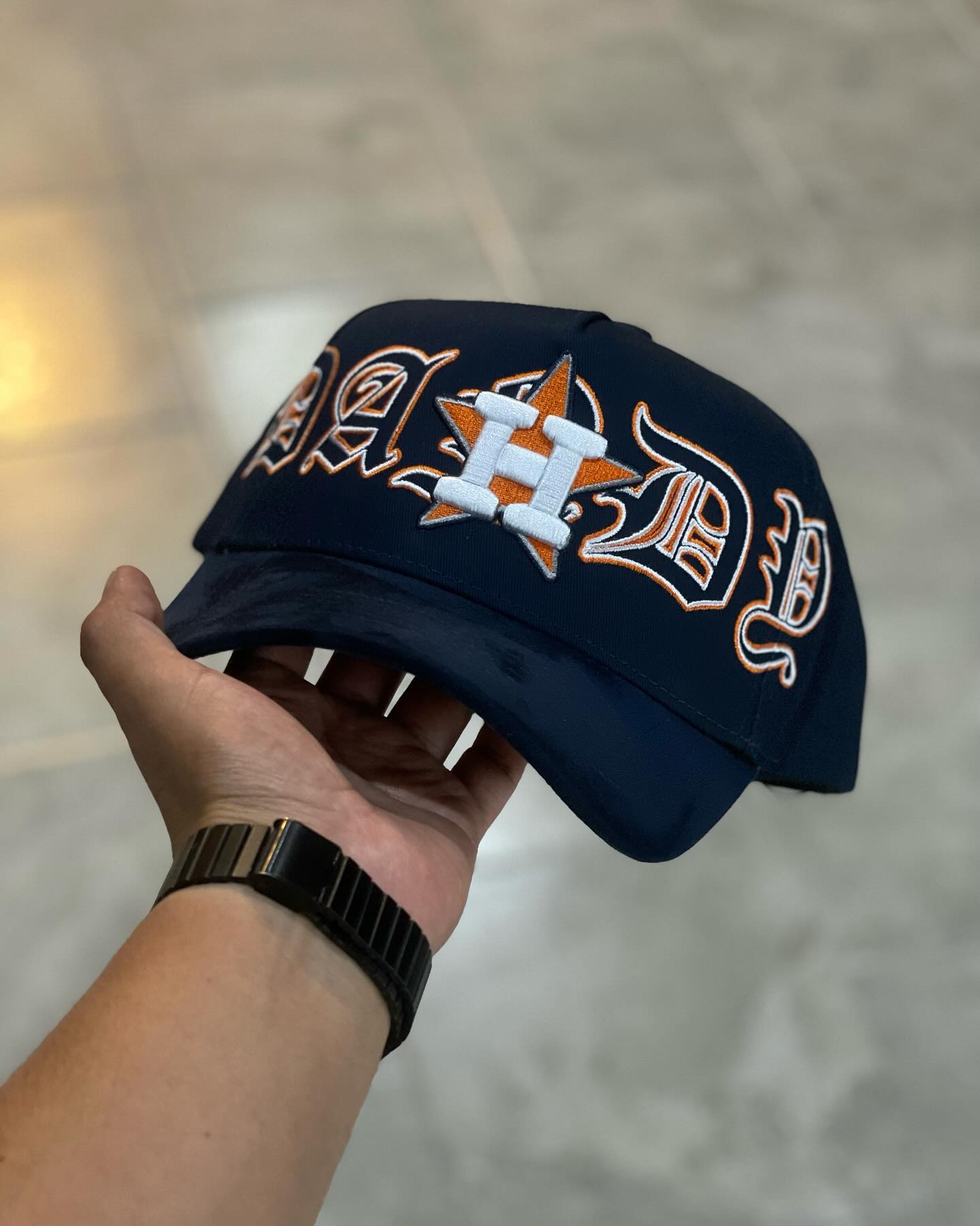 Major League Baseball - Houston Astros - Dandy - with Letter Embroidery Design. Dark Blue - Special Designed Baseball Cap. Integrated Chip Scanning Cap. Special Edition Adjustable Brim Baseball Cap