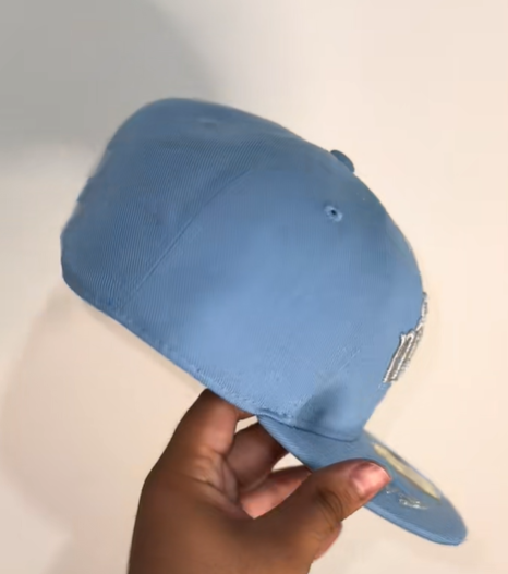 American Hip-hop Baseball Cap - Embroidered Design - Blue - Fully Enclosed Flat Brim Cap - New/Era