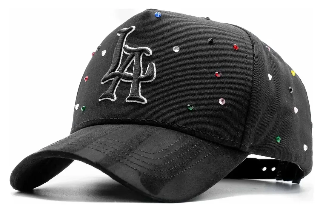 Major League Baseball - Los Angeles Dodgers. Black. Gorra Dandy Crystals Negro Ajustable Lisa Hats - Special Designed Baseball Cap with Integrated Chip Scanner. Special Edition Adjustable Brim Baseball Cap