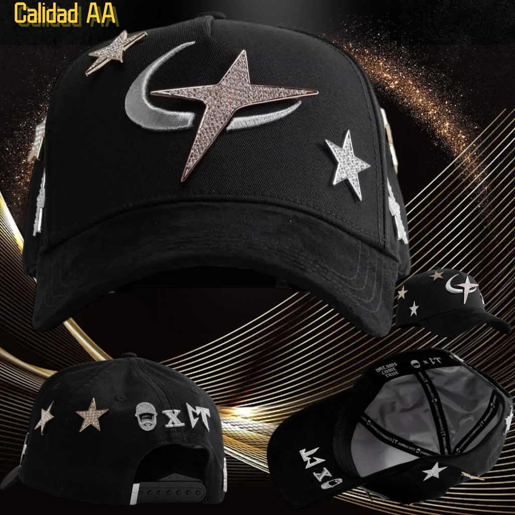 Cosmic Star - Dandy Hat with Star-shaped Stone Design. American Hip Hop Style, Versatile. New/Modern Special Design Baseball Cap with NFC Scanning Function - Adjustable Brim Special Edition Baseball Cap. Black