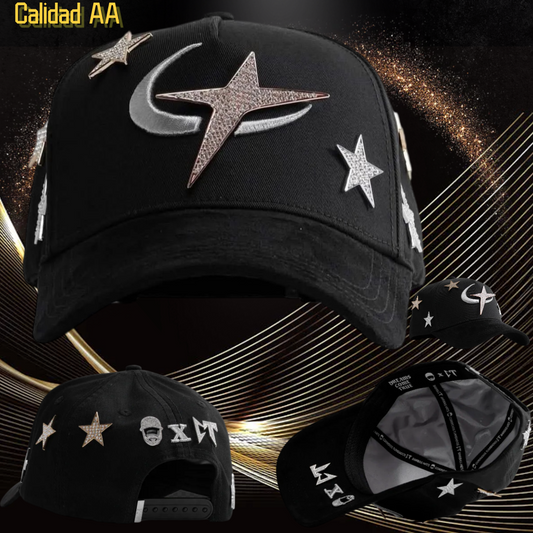 Cosmic Star - Dandy Hat with Star-shaped Stone Design. American Hip Hop Style, Versatile. New/Modern Special Design Baseball Cap with NFC Scanning Function - Adjustable Brim Special Edition Baseball Cap. Black