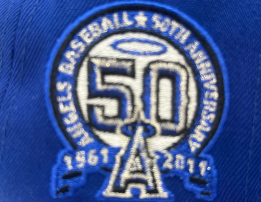 MLB Anaheim Angels Team 1961 - 2011: Embroidery Design for A Blue Fully Enclosed Baseball Cap
