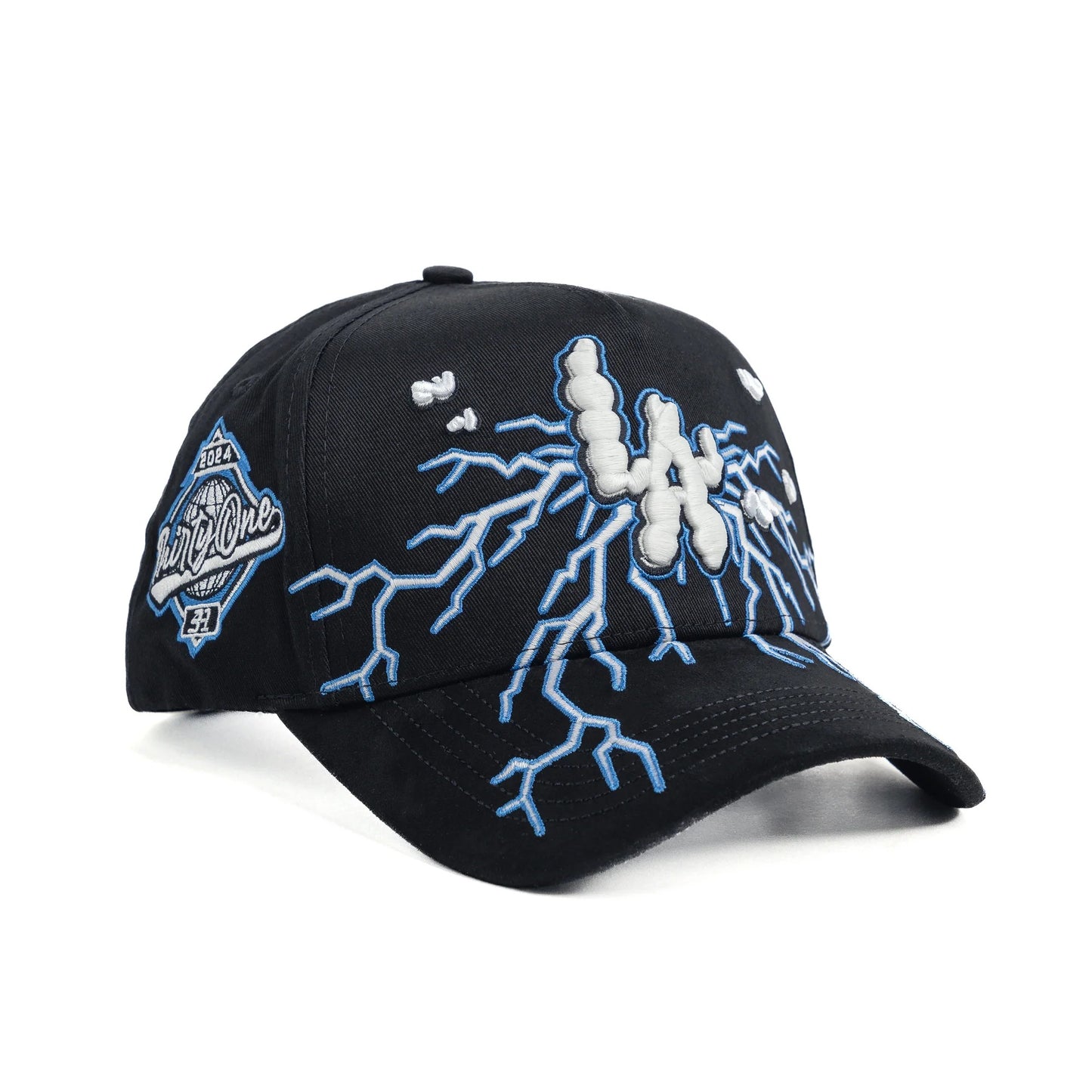 Major League Baseball in The United States - Los Angeles Dodgers - Dandy - with Lightning Embroidery Design - Black - Special Designed Baseball Cap - Integrated Chip Scanning Cap - Special Edition Adjustable Brim Baseball Cap