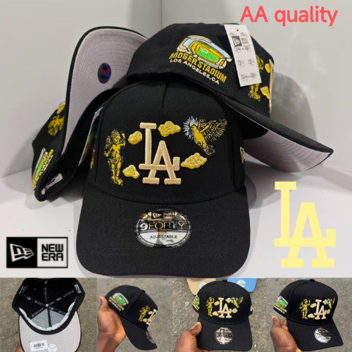 MLB New/Era American Baseball Black and Gold Embroidery Los Angeles Dodgers Angel Baseball Cap
