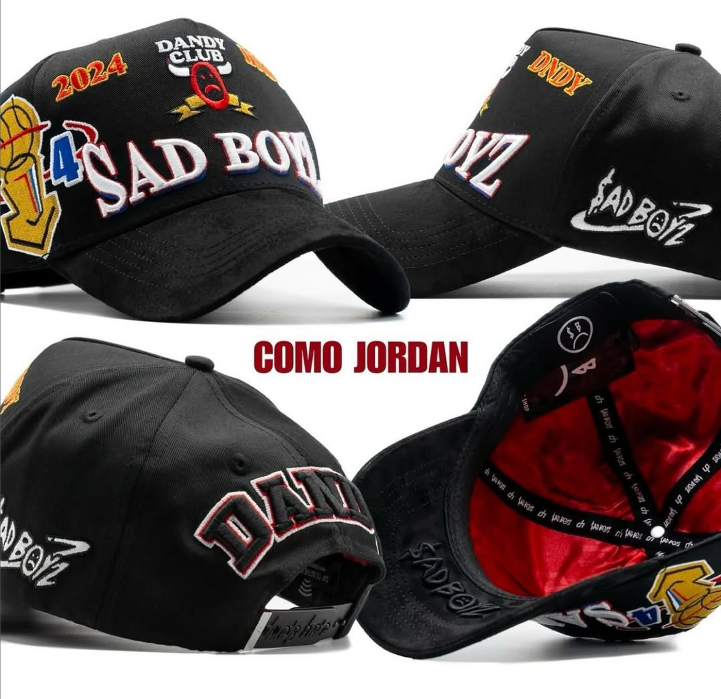 Dandy X Junior H "Like Jordan" Hats - Black - A Specially Designed Hat with Worn-out Style. A Hat with Integrated NFC Scanning Function. A Special Adjustable Brim Baseball Cap