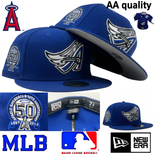 MLB Anaheim Angels Team 1961 - 2011: Embroidery Design for A Blue Fully Enclosed Baseball Cap