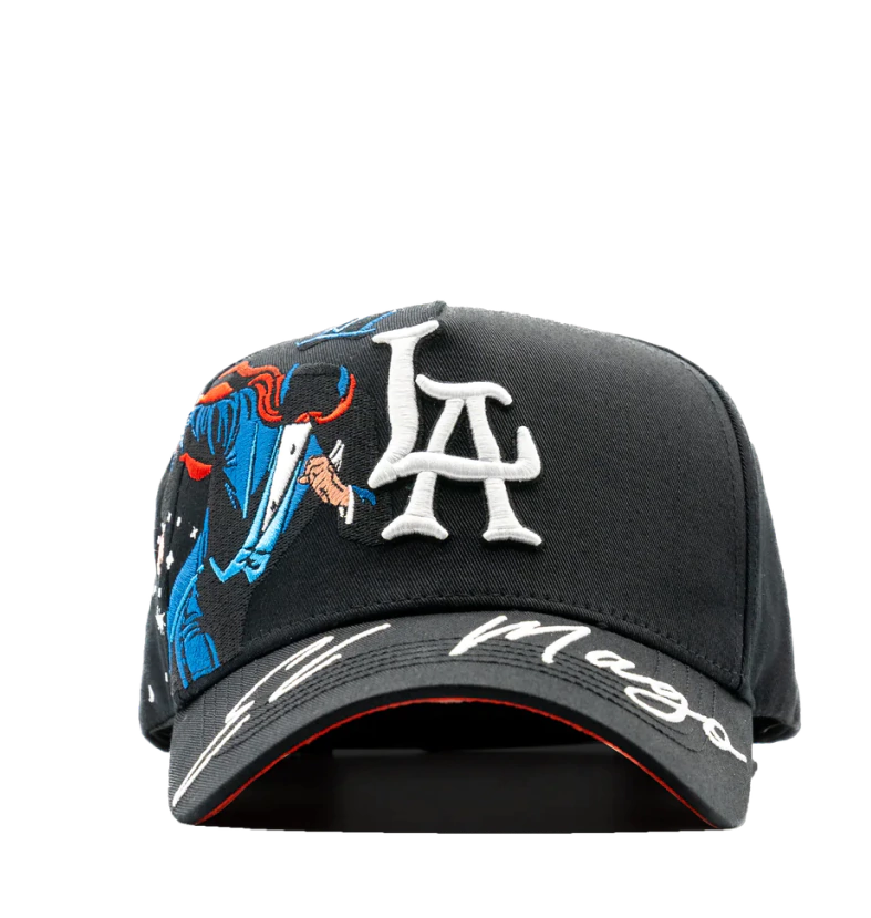 Major League Baseball of The United States - Los Angeles Dodgers - Dandy - "The Magician" Hats - Black - A Specially Designed Hat with Worn-out Style and Integrated NFC Scanning Function - Special Edition Adjustable Brim Baseball Cap