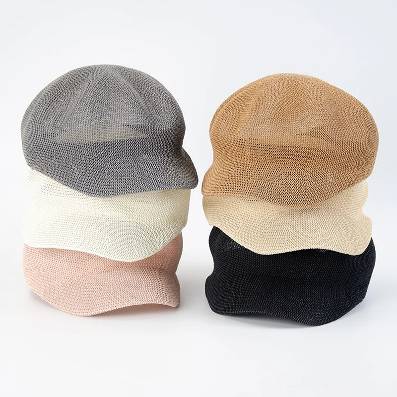 Octagonal Beret Women Sun Hat Painter Hat Outdoor Travel Beach Hat Light Breathable Women Summer Sun Visor Femme Retro Fashion