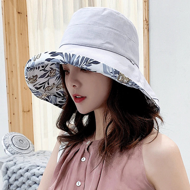 2025 Women's Hat Bucket hat Panamanian Women  Four Seasons Fisherman Hat Big Brim Hat Double-Sided Fisherman Hat Sun Visor Cap