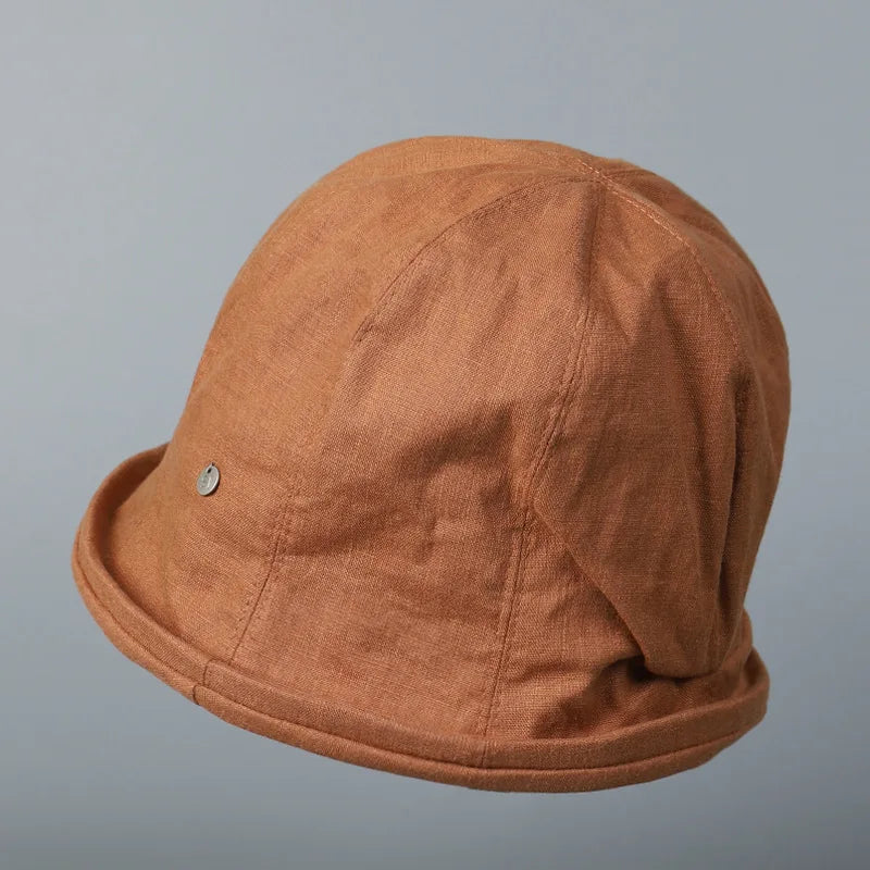 Linen Curled Edge Sun Hats For Women Foldable Bucket Hat Summer Visors Caps Female Panama Bob Outdoor Beach Fisherman Caps Gorro