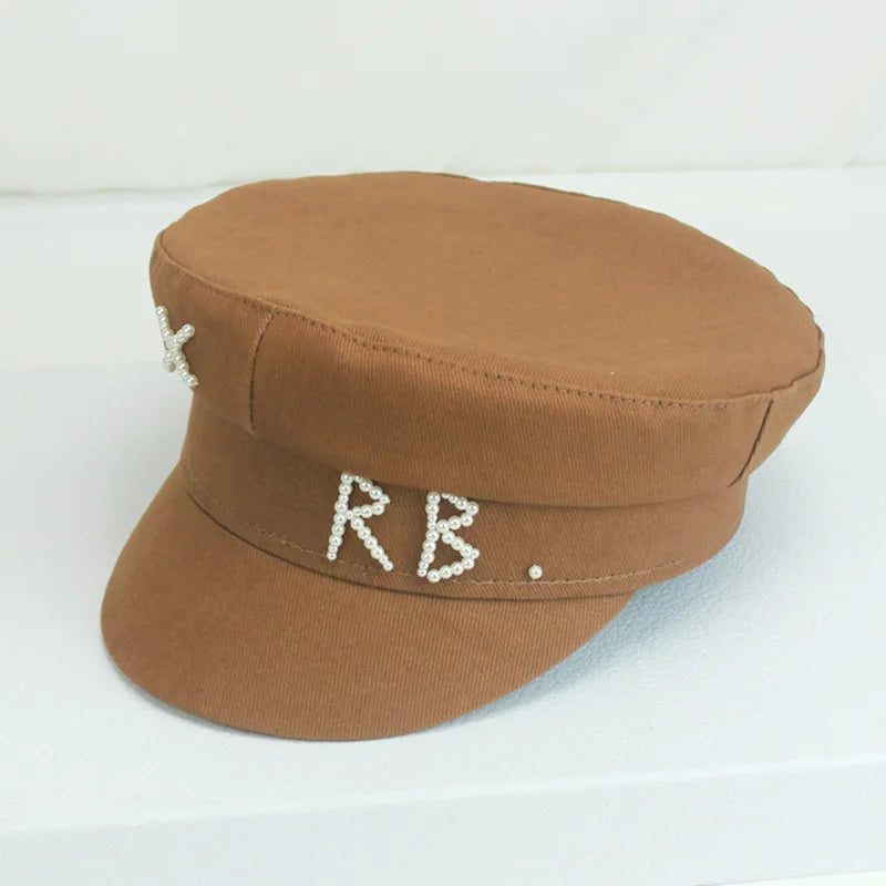Brand Octagonal Hats for Women Ladies Letters Military Cap French Luxury Pink Newsboy Hat Monogram-embellished Baker Boy Gorras