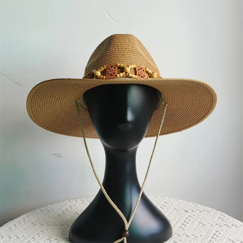 Packable 9 cm wide brim hat Summer Men Panama Hats Straw hat sun hat Women Jazz hat Breathable UV Protection party hat wholesale