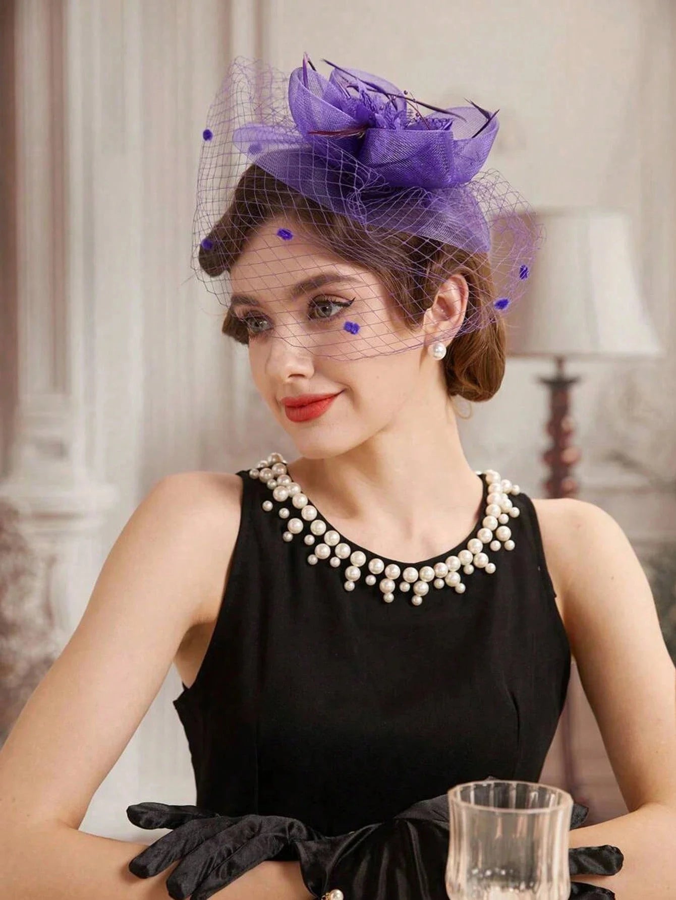 Flower Print Party Elegant Fascinators Hats, 20s 50s Pillbox Hat With Veil For Girls And Women, Natural Feather Small Headdress