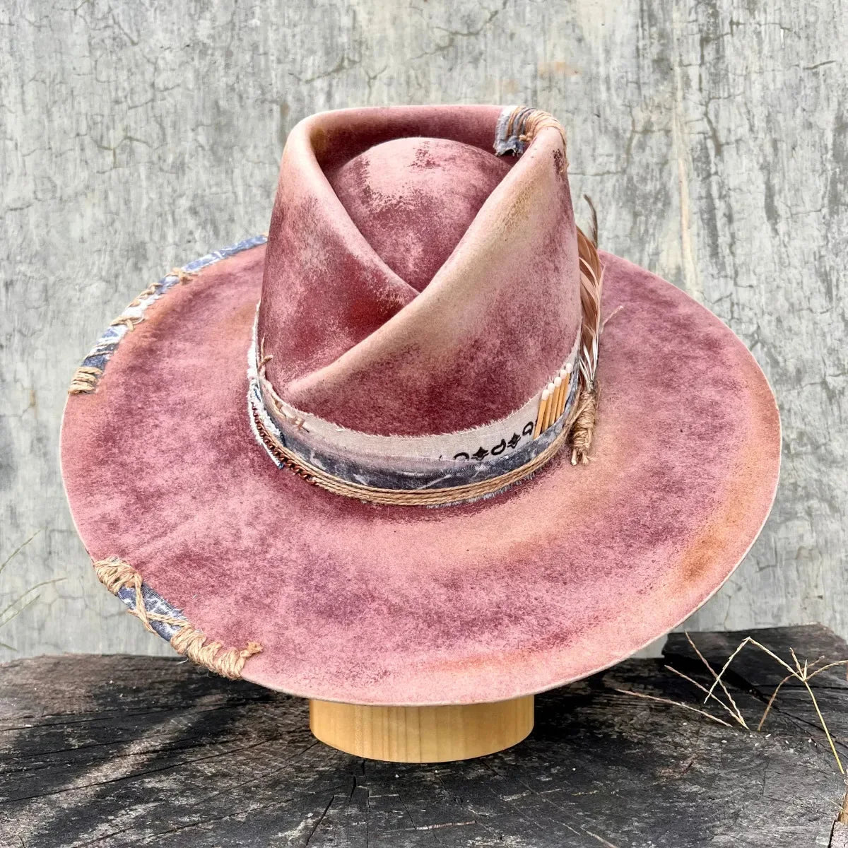 Vintage 100% Wool Fedora Hat - Distressed Western Trilby with Braided Ribbon for Men & Women