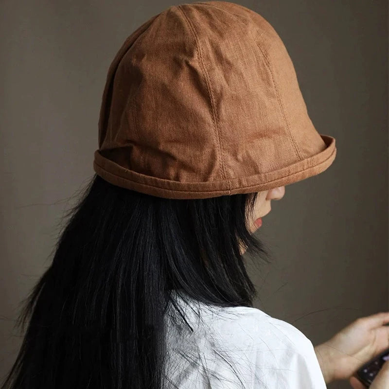 Linen Curled Edge Sun Hats For Women Foldable Bucket Hat Summer Visors Caps Female Panama Bob Outdoor Beach Fisherman Caps Gorro