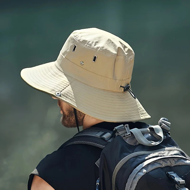 Versatile Outdoor Fisherman Hat, Sunscreen Waterproof Breathable Adjustable Camping Cap