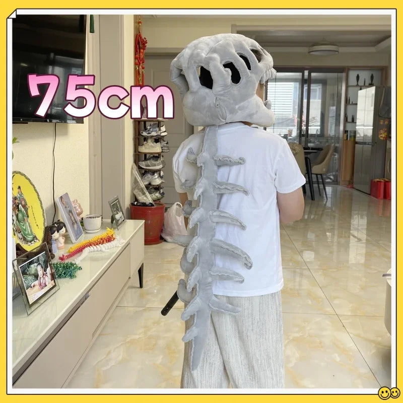 Kawaii Dinosaur Bone Head Hat Halloween Costume Plush Skeleton Plushies Creative Costume Accessory Party Cosplay Funny Selfies