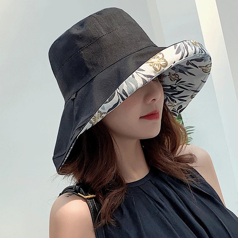 2025 Women's Hat Bucket hat Panamanian Women  Four Seasons Fisherman Hat Big Brim Hat Double-Sided Fisherman Hat Sun Visor Cap