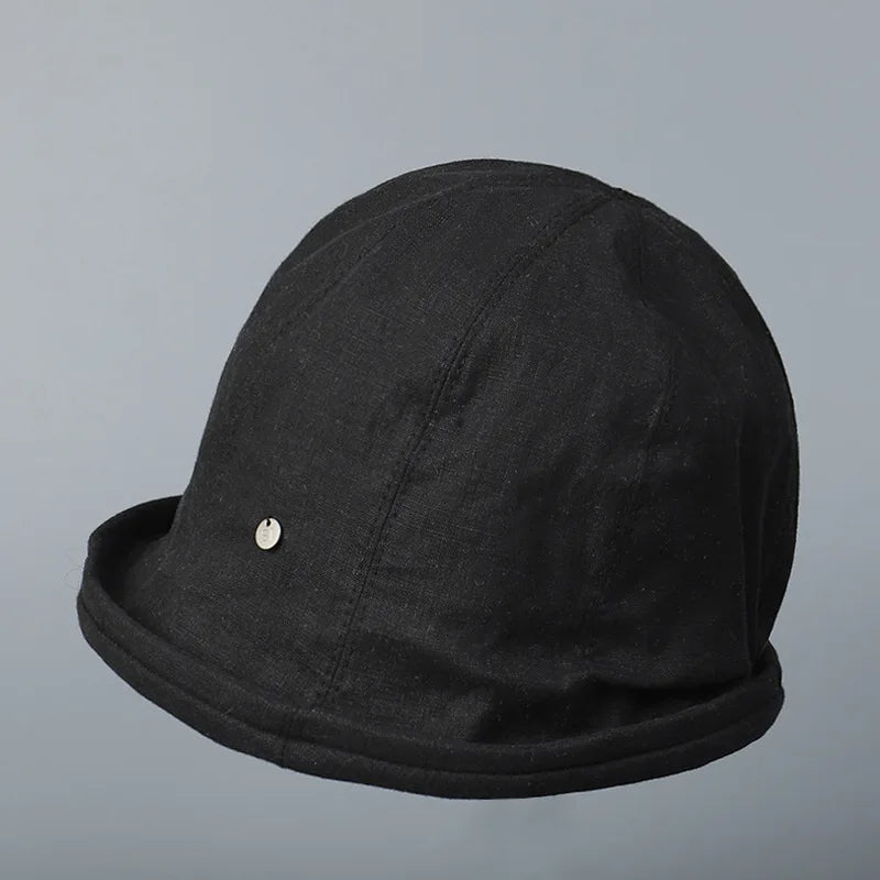 Linen Curled Edge Sun Hats For Women Foldable Bucket Hat Summer Visors Caps Female Panama Bob Outdoor Beach Fisherman Caps Gorro