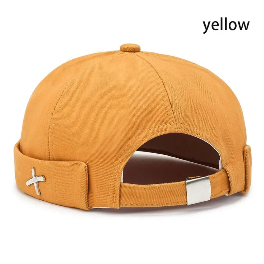 Outdoor Washed Style Brimless Docker Cap Cotton Adjustable Vintage Dome Hat Solid Color Melon Beanie Cap Winter