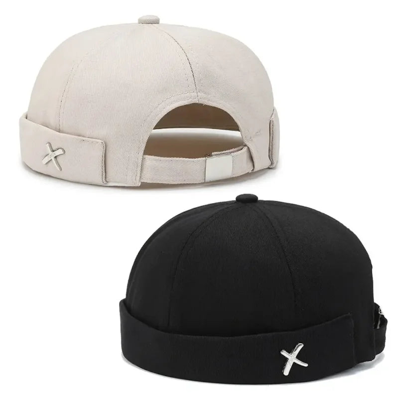 Outdoor Washed Style Brimless Docker Cap Cotton Adjustable Vintage Dome Hat Solid Color Melon Beanie Cap Winter