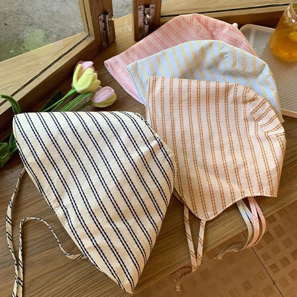 Candy Color Ponytail Sun Hat Outdoor Panama Beach Sun Cap Korean Spring Summer Striped Strap Bucket Hat For Women Men Foldable