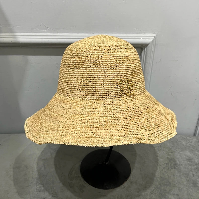 Raffi straw hat for women sunhat summer sun protection hat beach large brim foldable straw hat female