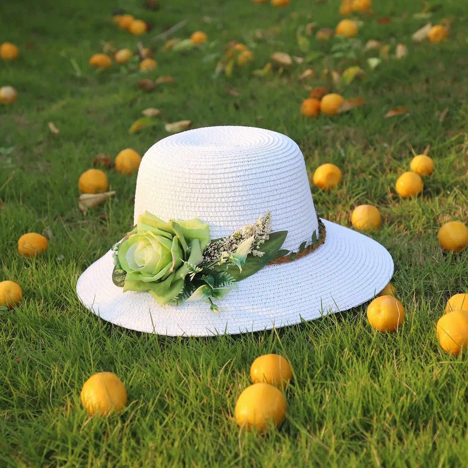 flower hat sunscreen women's flat hat beach hat Barrel cap sun hat spring summer outdoor breathable sunshade straw hat wholesale