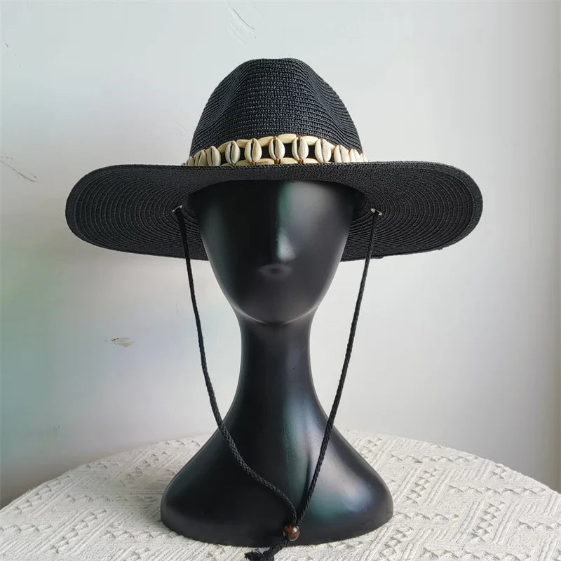 Packable 9 cm wide brim hat Summer Men Panama Hats Straw hat sun hat Women Jazz hat Breathable UV Protection party hat wholesale