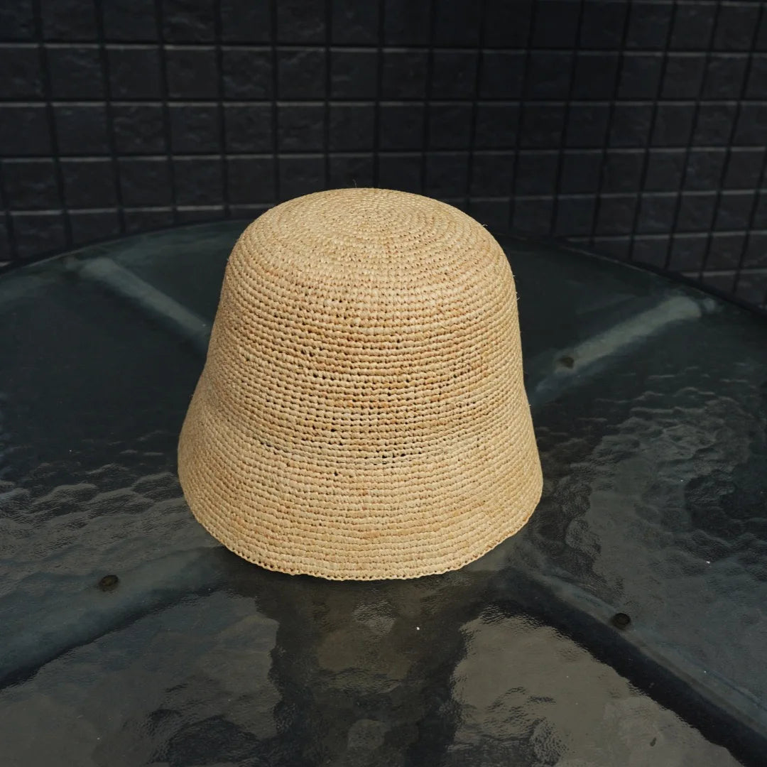 Fashion Raffia Fine Needle Luxury Bucket Hat For Women Summer Sun Shading Fisherman Hat Designer Wide Brim Basin Hat K Pop