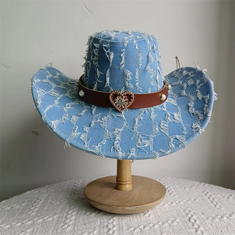Western ethnic style cowboy hat tassel cowboy series fashion unisex jazz with heart shape decoration western cowboy hat