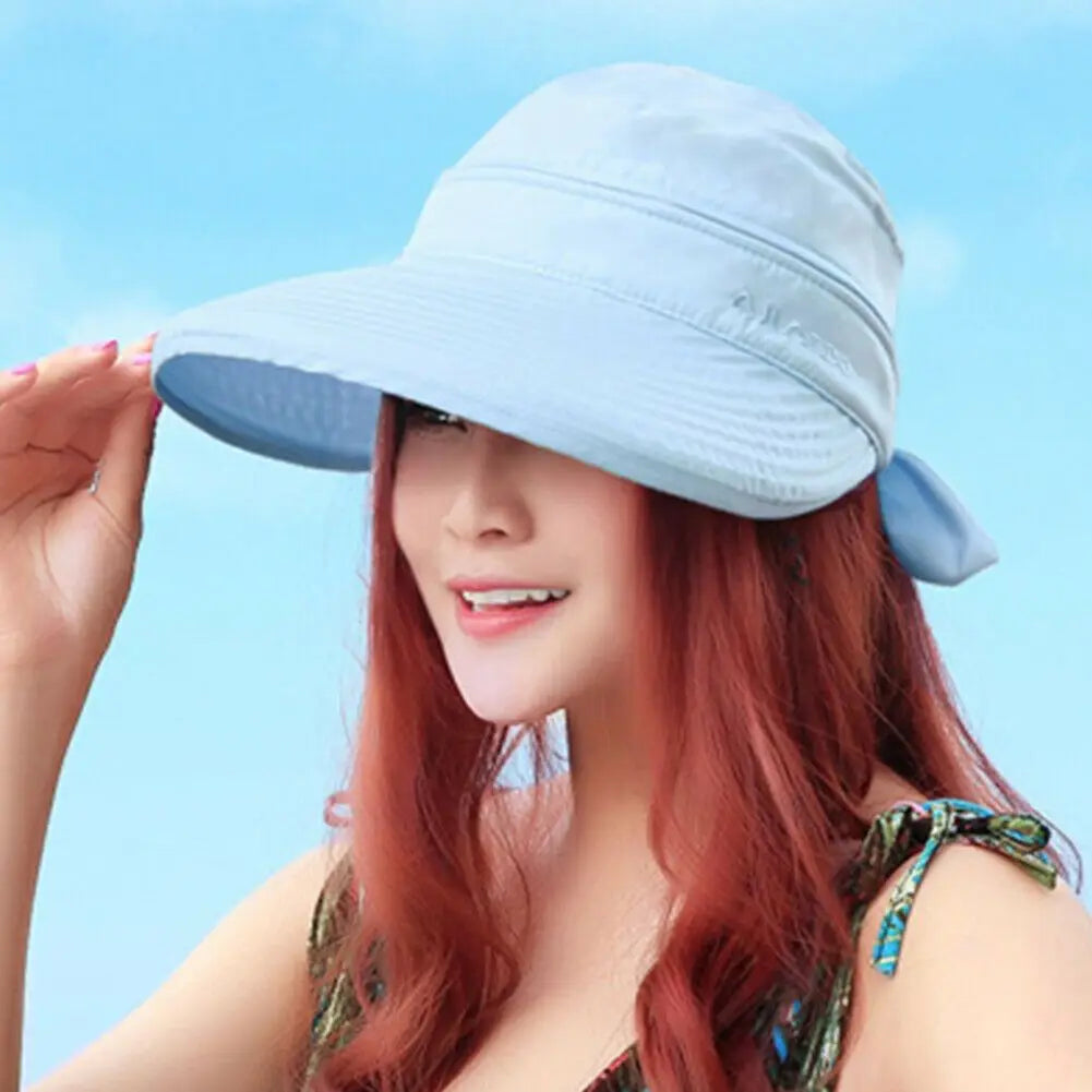 Women Ladies Sun Hat Summer Wide Brim Foldable Visor Outdoor Cap Anti-UV Beach Sun Hats