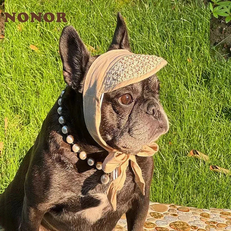 Summer Pet Cat Dog Hats For puppyTeddy Sun Protection Hat Adjustable Rope Photo Travel Pet Birthday Fashion Puppy Cap Supplies