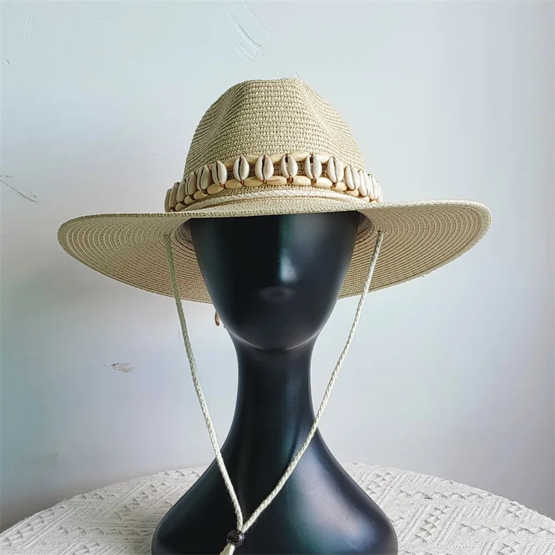 Packable 9 cm wide brim hat Summer Men Panama Hats Straw hat sun hat Women Jazz hat Breathable UV Protection party hat wholesale
