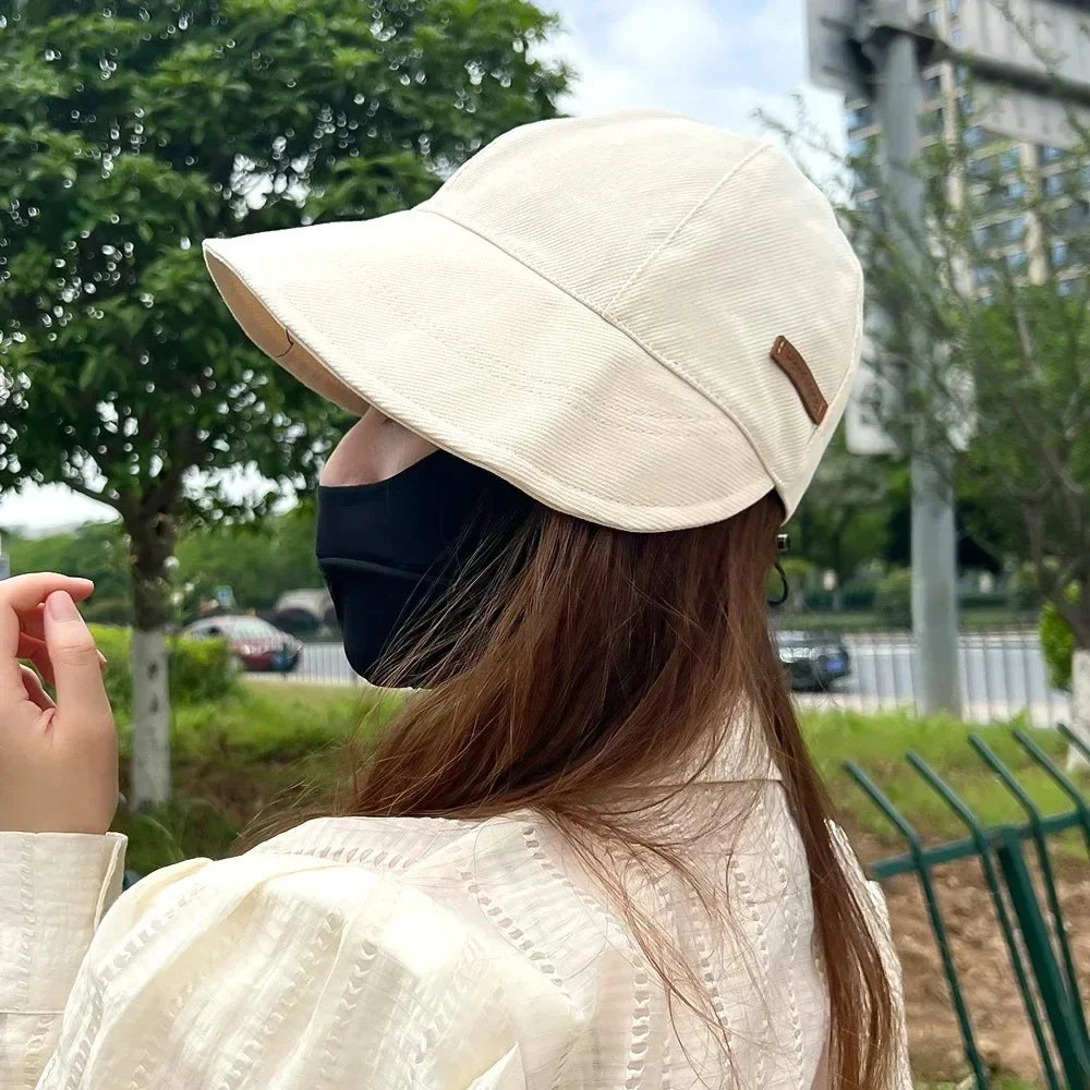 Adjustable Cotton  Women's Foldable Sunhat with Sunscreen UV Protection Ideal for Summer Outdoor Beach Fisherman Hat